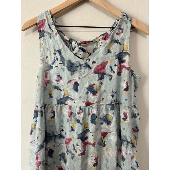 Linen Artsy Printed Halter Dress Size S Made in Italy Bellambra - Picture 2 of 11